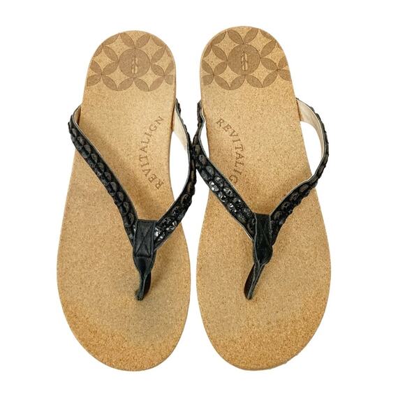 Revitalign Black Flip Flops Sz 9 - Picture 3 of 8